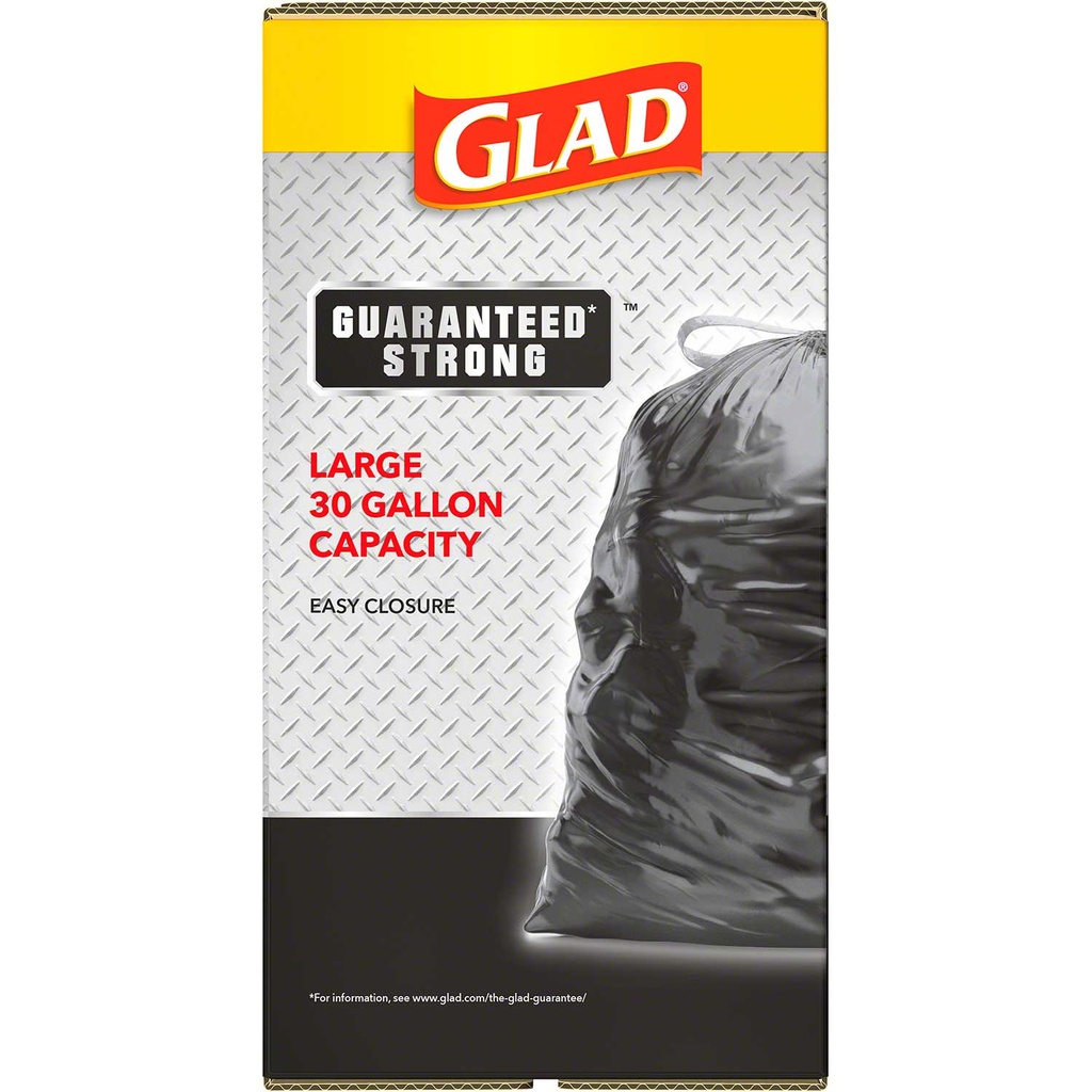 Glad® Guaranteed Strong Large Drawstring 30 Gal. Trash Bag - 90 ct. Box Image 4