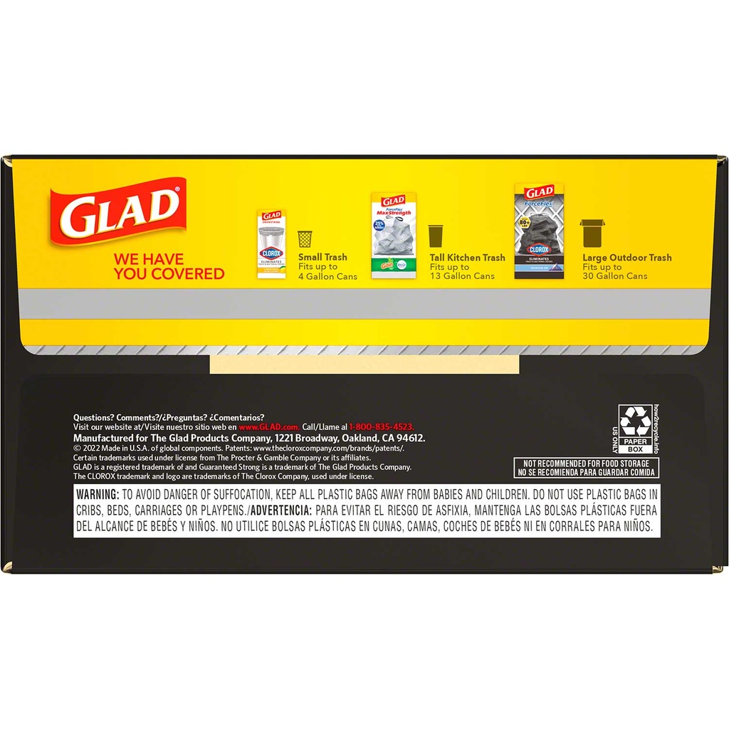 Glad® Guaranteed Strong Large Drawstring 30 Gal. Trash Bag - 90 ct. Box Image 5