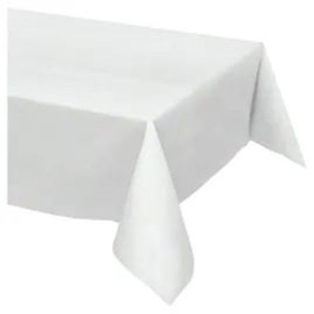 [ID-FT10801W-CS] 54X108 WHITE PLASTIC TABLECOVER